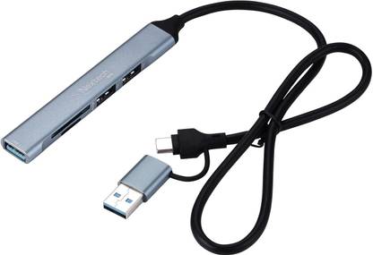 Nextech 5-in-2 USB-C & USB 3.0 Card Reader with 3 Port Hub for Laptops, Smartphones NH5 USB Hub