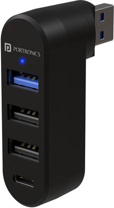Portronics MPort Spin MPort Spin 4-in-1 USB Hub,Type-C,Superfast 3.0, USB 2.0 for Laptop,PC & more USB Hub