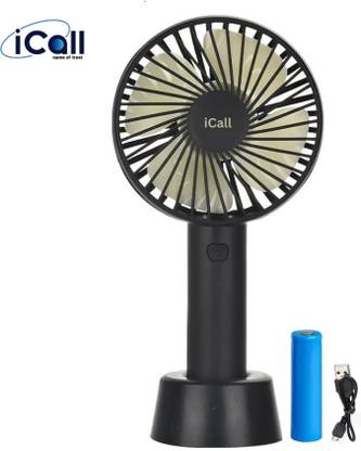icall Mini Portable Hand Fan 3 Speed modes Build-in Rechargeable Battery with Table Holder Powerful Rechargeable Fan