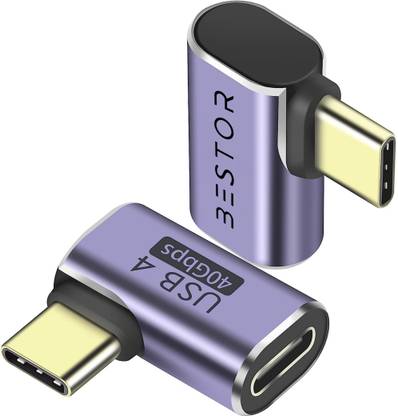 Bestor 90 Degree Type-C Male to Female Adapter | Right Angle USB C Adapter 40Gbps | 8K Video Display 100W Charging USB C Splitter Support USB Hub