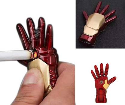 HumBiG Iron man Hand Rechargeable USB Cigarette Wind Proof Lighter USB Rechargeable And Flameless | Office Keys , Car , Bike , Bag , Home Keys Use Cigarette Lighter