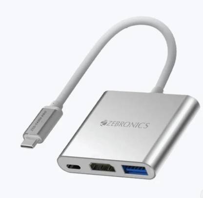 ZEBRONICS TA150 PRO, 3 in 1 Type C Multiport Hub, USB 3.0, Compatible with MacBook, Laptop Zeb-TA150 Pro USB Hub