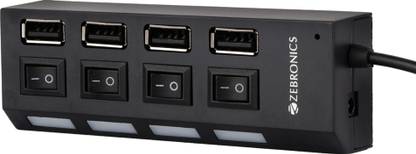 ZEBRONICS 150HB, 4 USB Ports and LED Indicator with Individual Switch ZEB-150HB USB Cable