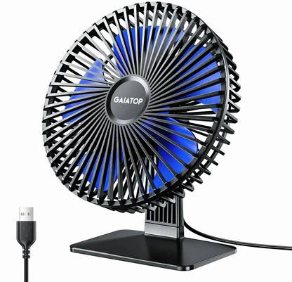 Gaiatop 3 Speeds Portable Mini Powerful Desktop Table Fan Small Table Fan, 6.5 Inch Ultra-quiet, 90° Adjustment for Better Cooling USB Fan