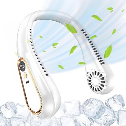 LACCO Silent with 360° Airflow,Personal Mini Mobile Collar Rechargeable USB NECK Fan Portable Neck Fan,USB Rechargeable Fan,Neck Fans Blow Cold Air,Digital Display USB Fan, USB Cable