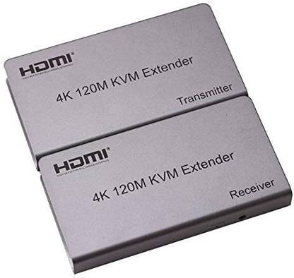VOOCME 4K 120M HDMI KVM Extender Transmitter Receiver Over Cat5/5e/Cat6 RJ45 Ethernet Cable Support USB Mouse Keyboard Touch Screen HDMI Connector