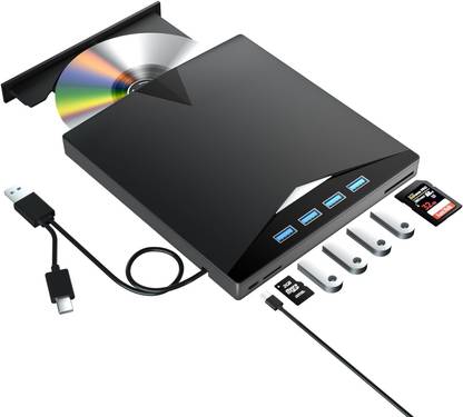 microware External CD/DVD Drive, 7 in 1 USB 3.0 DVD Player Portable CD/DVD Burner for Laptop Compatible with Laptop Desktop PC Windows 11/10/8/7 Linux OS Laptop Accessory