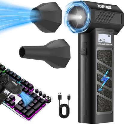 Verilux Ultra Strong Handheld Jet Blower Air Duster Rechargeable USB Fan LED Light Mini Turbo Jet Handheld Blower Air Duster LED USB Portable Rechargeable Fan