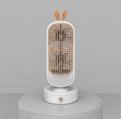 lukzer Mini Double Head Desk Fan with Drawer USB Small Portable Desktop Fan Unique Design Home Office Table Bedroom Ultra Quiet Strong Wind (24x9.5x6cm) USB Fan