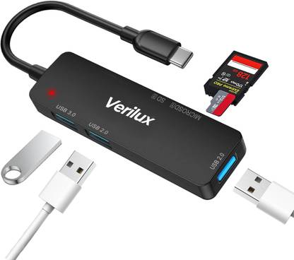 Verilux Type C Card Reader Micro SD Card Reader All in One SD Card Reader 5 in 1 USB3.0 Ports Compatible with PC, MacBook Air/Pro M1, Mac Mini, iMac, Surface Pro USB Hub