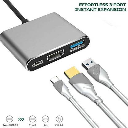 RuhZa USB C to HDMI 4K, Multiport Adaptor USB C hub 3 in 1 Thunderbolt Compatible, 5 GBPS Data Transfer Speed, PD Charge, Laptop Accessory