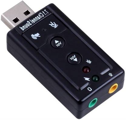 Frackson 7.1 Channel USB External Sound Card Audio Adapter with Mic Out Black 7.1 Sound Card Sound Card