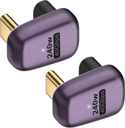 microware 240W USB C 180 Degree Adapter (2 Pack), U Shape Type C Male to Female 40Gbps Connector for Thunderbolt, Switch, MacBook, Laptop, Tablet, Phone Laptop Accessory