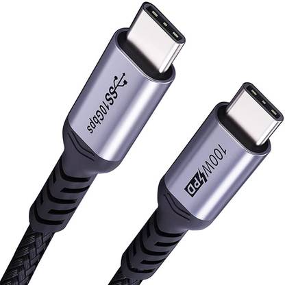 Verilux DVI Cable 10 m Nylon Type C to Type C Cable 100W 10Ft Fast Charging USB C Cable USB 3.1 Gen 2 10Gbps
