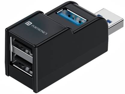 Portronics Mport 3A with 3 Ports (1 USB 3.0 + 2 X USB 2.0) with Hi Speed Data Transfer, Plug & Play USB Hub  (Black)