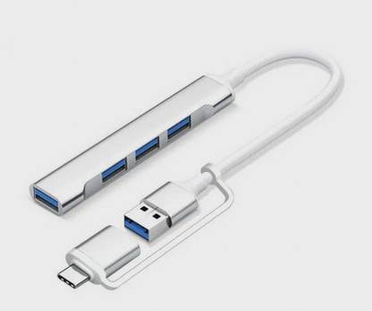 THE MOBILE POINT 4-in-1 Multiport USB Hub, Supports Type-C OTG & up to 5 Gbps High-Speed Data Transfer Compatible with Type-C laptops, Tablets & Smartphones USB Hub, Laptop Accessory, Card Reader