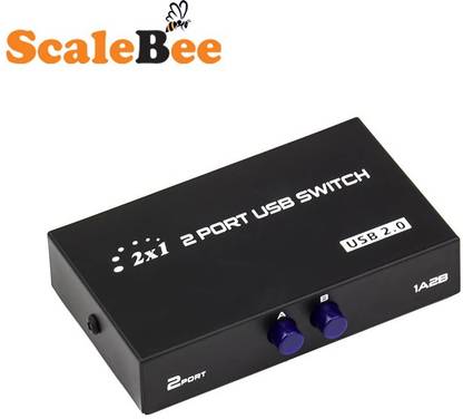 SCALEBEE Printer Sharing Switch 2 Ports USB 2.0 Selector Switch for PC Sharing Switch Box Computer Scanner Printers Projector Camera & Keyboard USB Hub