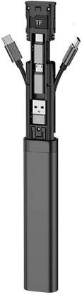 TECHGEAR Cable Stick Storage Box USB-C/USB-A/Micro-USB Charging Cable Kit, SIM Card Storage Memory Card USB Hub