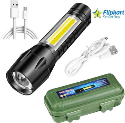 Flipkart SmartBuy Torch Light Mini Aluminum Long Range Rechargeable Torch, Emergency Lights Camping Light, Flashlight, Keychain Torch Waterproof Metal TORCH Zoomable Led Light