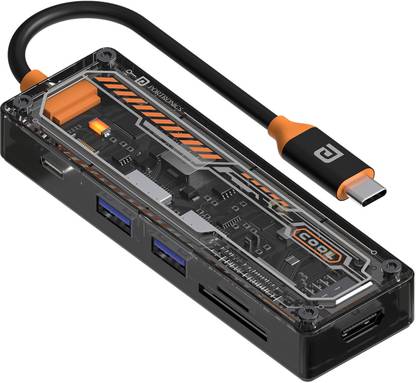 Portronics MPort View Two 6in1 100W Type-C Hub, fast 3.0,4K HDMI,Micro SD,USB 2.0,Laptop,PC POR-2873 USB Hub