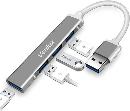 Verilux USB Hub 3.0 for PC, 4-Port High Speed USB Hub with Aluminium Shell, USB Port Hub USB Hub 3.0 for PC, 4-Port High Speed USB Hub USB Hub