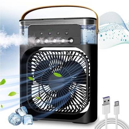 DRUMSTONE Mini Portable Air Conditioner Cooler with LED Light & 3 Speed Modes 5 Star 1200 mm 3 Blade Table Fan
