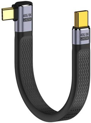microware USB4.0 Cable 240W Power Type-C USB-C Male to Male USB4 Left Right Angled 40Gbps 100W 8K Flat Slim FPC Data Cable 13cm Laptop Accessory