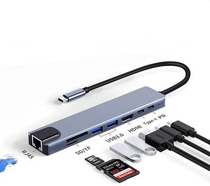 RuhZa 8 in 1 USB C Hub Multiport Adapter w for MacBook Pro/Air and Other Type C Devices USB Hub