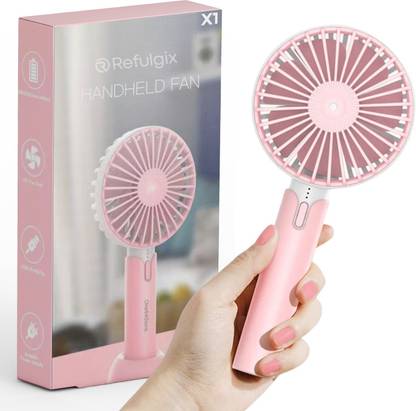 Refulgix USB Rechargeable Mini Portable Hand Fan With Noise Cancelling Design 1200Amh Battery Operated Personal Fan for Women, Makeup, Office, Travel, USB Fan