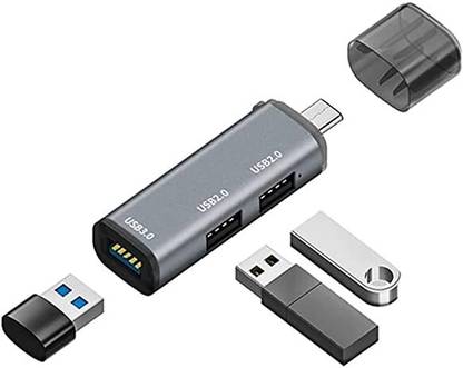 VOOCME 3 Port Type C to USB 3.0 HUB Splitter USB Extension Multi Port Adapter, 1 Port USB 3.0/2 Port USB 2.0 USB Hub