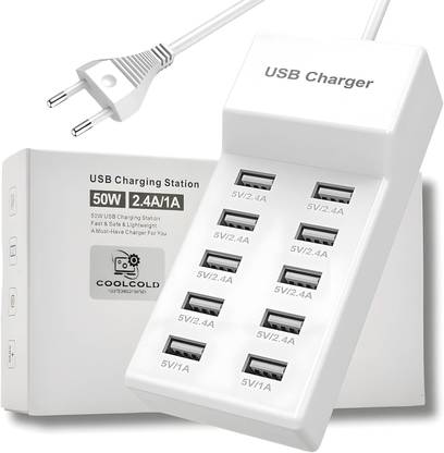 1Goal 10-Port USB Charging Station | Smart Fast Charger (Not Fast Mobile Charging) Multi-Device Desktop Charger for Tablets, Smartwatches, Speaker and USB Gadget USB Hub