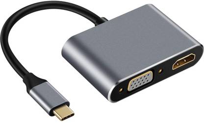 RuhZa USB C to HDMI VGA Adapter, USB 3.1 Type C Hub to HDMI HDMI 4K + VGA 1080P + USB 3.0 + USB-C USB Hub