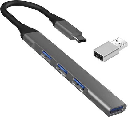 ENTWINO C Type Hub, 4 USB Ports, For Macbook/Phone/Laptops, 3 USB 2.0, 1 USB 3.0 C Type USB Hub With Free OTG USB Hub