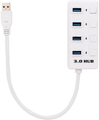 BhalTech 4 Port USB Hub USB 3.0 4 Port USB Hub USB 3.0 Superspeed Portable with Switch USB Hub