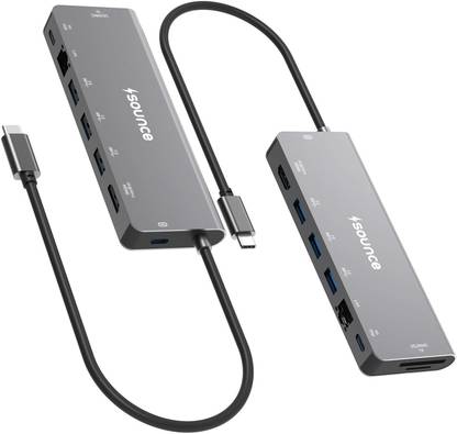 sounce 9 in 1 USB Type C Hub Multiport Adapter with 4K@30Hz HDMI, Type C PD 60W Data Transfer, SD/TF Card Reader, USB A 3.0/2.0 Port, 1000mbps RJ45 LAN USB Hub