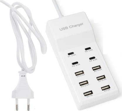 FKU Portable USB C Charging Station,USB-C 4-Ports, Hub 10-Ports USB Charger 10 USB Charger