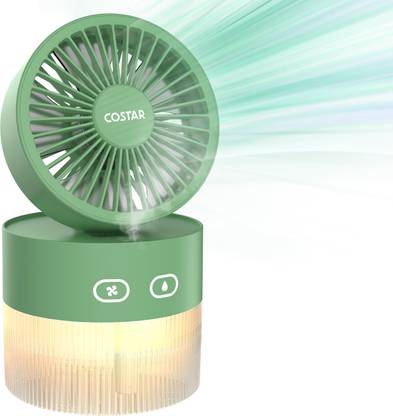 Costar Mini Portable Fan with Mist Spray Humidifier, Rechargeable Fan with Night Light, Brushless 3 Speeds Personal Handheld USB Fan