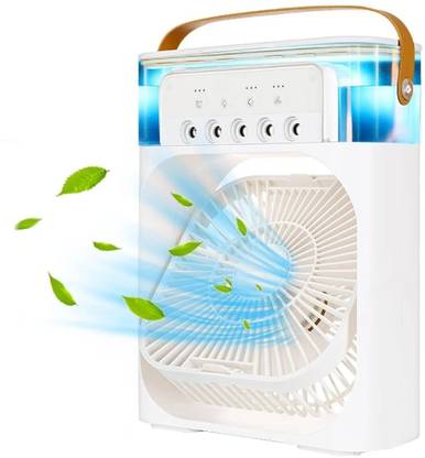 RECTITUDE Air Cooler Adjustable Wind Speeds Timer Function 7 Bright Color Lights & Low Noise Multiple Connection Options Portable and Compact Design Humidity Control USB Fan