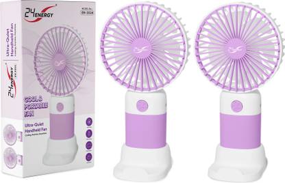 24 ENERGY Wind Blast Compact USB Mini Fan for Personal Cooling - Rechargeable | Pack of 2 - Purple USB Fan