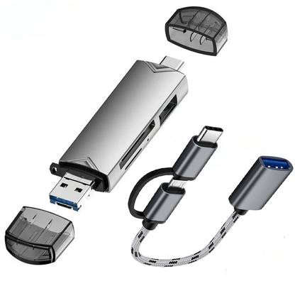 Foxne Point 6 in 1 Otg Type C Card Reader USB 3.0 Micro Mini SD Adapter TF USB Flash Drive 6 in 1 Otg Type C Card Reader USB 3.0 Micro Mini SD Adapter TF USB Flash Drive Card Reader, USB Hub