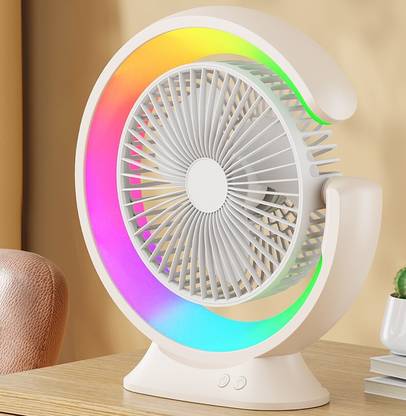 Sampri USB Rechargeable Fan with 21 SMD LED Light Mini Table Fan USB Fan