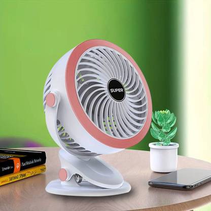 PYXBE Portable Clip on Fan(RECHARGEABLE PORTABLE USB FAN),360° Rotate Personal Mini Fan,Home,Office,3 Speed Portable Clip on Fan,7 Inch Powerful USB Table Fan Rechargeable Fan