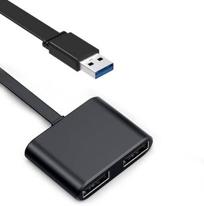 All mobile solution USB 3.0 to 2 Port USB Hub Adapter, USB Keyboard Mouse Converter Expanded Compatible with Laptop, Game Controller, Computer etc, (Black) (ADP-0302). USB Hub