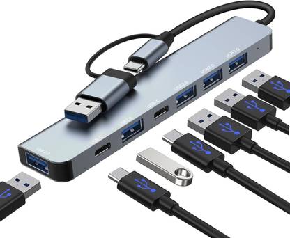 Foxne Point Type-C with ,3xUSB 3.0,1xUSB 2.0 & TypeC 3.0 PD 7 In 1 Usb-C Hub Plus & Play Adapter Type-c Hub To Multi Usb 3.0 Hd Adapter Dock USB Hub