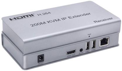 VOOCME 200 m HDMI KVM over Ethernet Extender Single Cat6/7 Cable Transmitter and Receiver with USB Ports for Keyboard/Mouse HDMI Connector