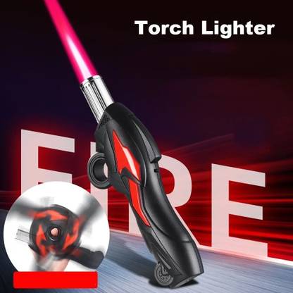 FITUP ™Precision Jet Flame Lighter Handheld Torch High Temperature Cigar Lighter Cigar Windproof Lighter Red Flame Torch Lighter High Temperature Gift Men's Cigarette Lighter