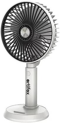 Artifax Rechargeable Portable Fan | 90° Rotation | 3-Speed | Built-in Mobile Holder | Compact & Easy to Use USB Fan