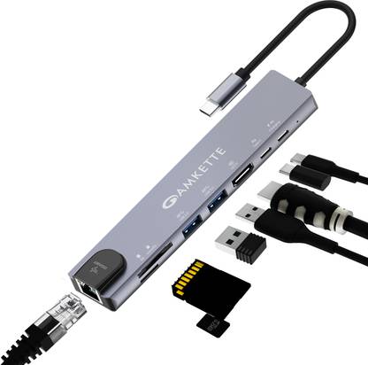 AMKETTE Type-C 8-in-1 Multiport Dock with Gigabit 1000MBPS Ethernet USB Hub