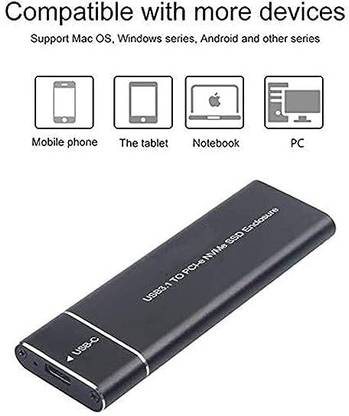 RuhZa NVME SSD Enclosure, M.2 NVME to USB C Adapter with Black case, Disk Case HDD Case with USB Cable Compatible with Laptop USB Flash Drive
