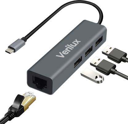 Verilux USB C Hub,Type C Hub,10/100Mbps Aluminum USB Ethernet Adapter USB C Hub,Type C Hub,10/100Mbps Aluminum USB Ethernet Adapter USB Hub